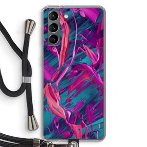 CaseCompany Pink Clouds: Samsung Galaxy S21 Transparant Hoesje met koord