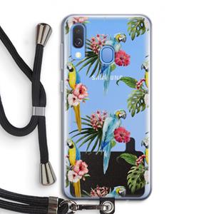 CaseCompany Kleurrijke papegaaien: Samsung Galaxy A40 Transparant Hoesje met koord