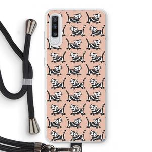 CaseCompany Zwarte poes: Samsung Galaxy A70 Transparant Hoesje met koord