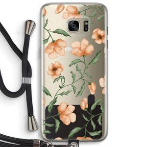 CaseCompany Peachy flowers: Samsung Galaxy S7 Edge Transparant Hoesje met koord