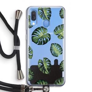 CaseCompany Tropische bladeren: Samsung Galaxy A40 Transparant Hoesje met koord