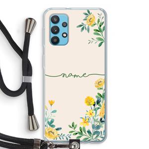 CaseCompany Gele bloemen: Samsung Galaxy A32 4G Transparant Hoesje met koord