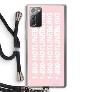 CaseCompany Hotline bling pink: Samsung Galaxy Note 20 / Note 20 5G Transparant Hoesje met koord