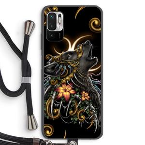 CaseCompany Huilende Wolf: Xiaomi Redmi Note 10 5G Transparant Hoesje met koord