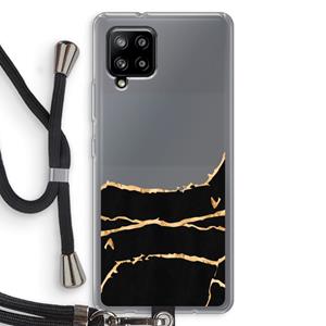 CaseCompany Gouden marmer: Samsung Galaxy A42 5G Transparant Hoesje met koord