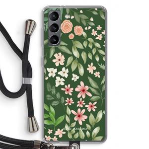 CaseCompany Botanical green sweet flower heaven: Samsung Galaxy S21 Transparant Hoesje met koord