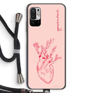 CaseCompany Blooming Heart: Xiaomi Redmi Note 10 5G Transparant Hoesje met koord