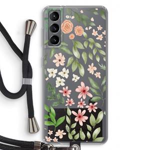 CaseCompany Botanical sweet flower heaven: Samsung Galaxy S21 Transparant Hoesje met koord