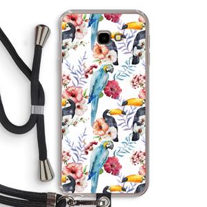 CaseCompany Bloemen tukan: Samsung Galaxy J4 Plus Transparant Hoesje met koord