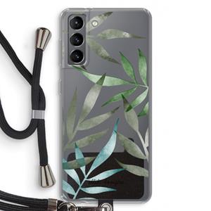 CaseCompany Tropical watercolor leaves: Samsung Galaxy S21 Transparant Hoesje met koord