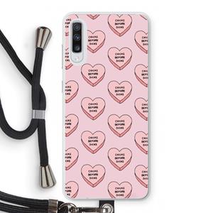 CaseCompany Chicks before dicks: Samsung Galaxy A70 Transparant Hoesje met koord