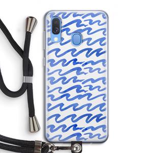 CaseCompany Blauwe golven: Samsung Galaxy A40 Transparant Hoesje met koord