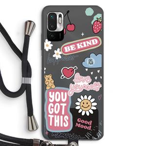 CaseCompany Positivity: Xiaomi Redmi Note 10 5G Transparant Hoesje met koord