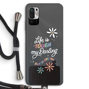 CaseCompany Tough Life: Xiaomi Redmi Note 10 5G Transparant Hoesje met koord