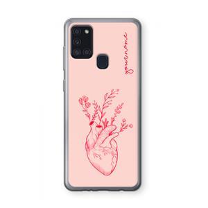 CaseCompany Blooming Heart: Samsung Galaxy A21s Transparant Hoesje