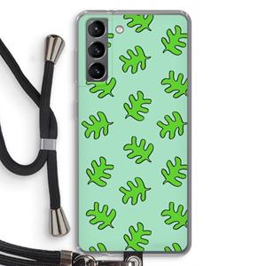 CaseCompany Groene blaadjes: Samsung Galaxy S21 Transparant Hoesje met koord