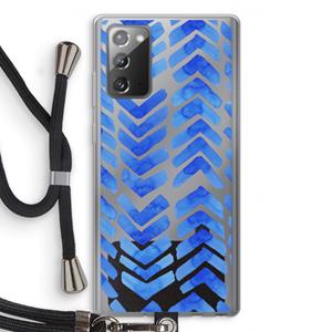 CaseCompany Blauwe pijlen: Samsung Galaxy Note 20 / Note 20 5G Transparant Hoesje met koord