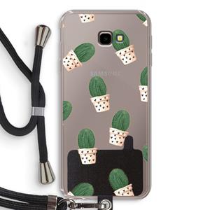 CaseCompany Cactusprint roze: Samsung Galaxy J4 Plus Transparant Hoesje met koord