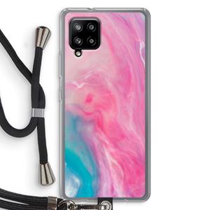 CaseCompany Roze explosie: Samsung Galaxy A42 5G Transparant Hoesje met koord