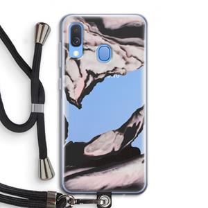 CaseCompany Roze stroom: Samsung Galaxy A40 Transparant Hoesje met koord