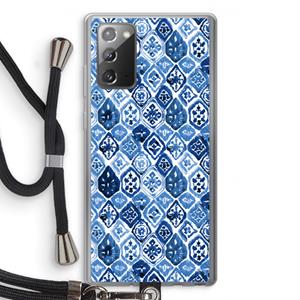 CaseCompany Blauw motief: Samsung Galaxy Note 20 / Note 20 5G Transparant Hoesje met koord