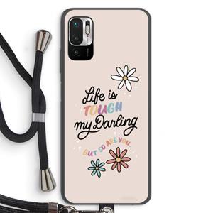 CaseCompany Tough Life: Xiaomi Redmi Note 10 5G Transparant Hoesje met koord