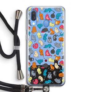CaseCompany Kleurrijke katten: Samsung Galaxy A40 Transparant Hoesje met koord