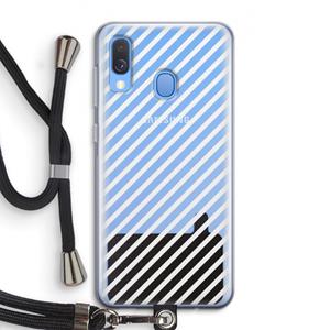 CaseCompany Strepen zwart-wit: Samsung Galaxy A40 Transparant Hoesje met koord