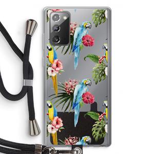 CaseCompany Kleurrijke papegaaien: Samsung Galaxy Note 20 / Note 20 5G Transparant Hoesje met koord