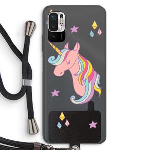 CaseCompany Roze eenhoorn: Xiaomi Redmi Note 10 5G Transparant Hoesje met koord