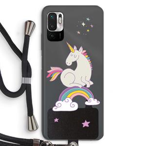 CaseCompany Regenboog eenhoorn: Xiaomi Redmi Note 10 5G Transparant Hoesje met koord