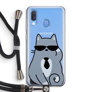 CaseCompany Cool cat: Samsung Galaxy A40 Transparant Hoesje met koord