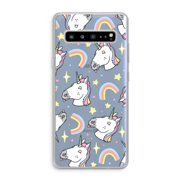 CaseCompany Rainbow Unicorn: Samsung Galaxy S10 5G Transparant Hoesje