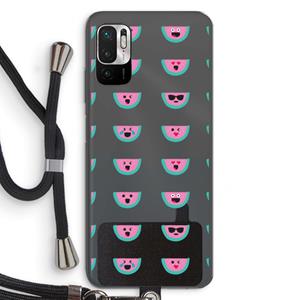 CaseCompany Smiley watermeloenprint: Xiaomi Redmi Note 10 5G Transparant Hoesje met koord