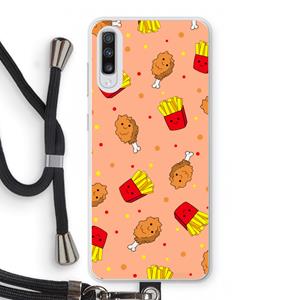 CaseCompany Chicken 'n Fries: Samsung Galaxy A70 Transparant Hoesje met koord