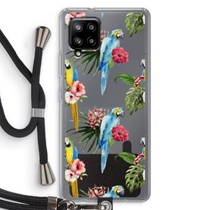 CaseCompany Kleurrijke papegaaien: Samsung Galaxy A42 5G Transparant Hoesje met koord