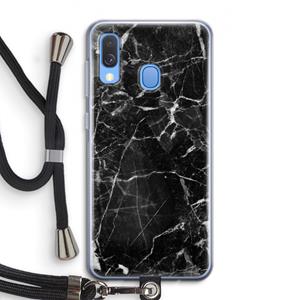 CaseCompany Zwart Marmer 2: Samsung Galaxy A40 Transparant Hoesje met koord