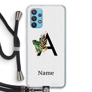 CaseCompany Charcoal Flora: Samsung Galaxy A32 4G Transparant Hoesje met koord