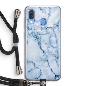 CaseCompany Blauw marmer: Samsung Galaxy A40 Transparant Hoesje met koord