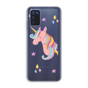 CaseCompany Roze eenhoorn: Samsung Galaxy A03s Transparant Hoesje