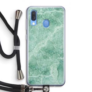 CaseCompany Groen marmer: Samsung Galaxy A40 Transparant Hoesje met koord