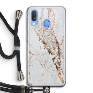 CaseCompany Goud marmer: Samsung Galaxy A40 Transparant Hoesje met koord