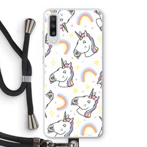 CaseCompany Rainbow Unicorn: Samsung Galaxy A70 Transparant Hoesje met koord