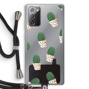 CaseCompany Cactusprint roze: Samsung Galaxy Note 20 / Note 20 5G Transparant Hoesje met koord