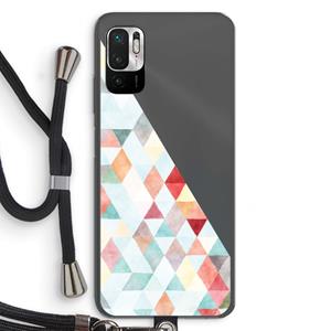 CaseCompany Gekleurde driehoekjes pastel: Xiaomi Redmi Note 10 5G Transparant Hoesje met koord