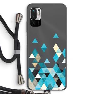 CaseCompany Gekleurde driehoekjes blauw: Xiaomi Redmi Note 10 5G Transparant Hoesje met koord