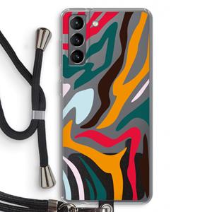 CaseCompany Colored Zebra: Samsung Galaxy S21 Transparant Hoesje met koord