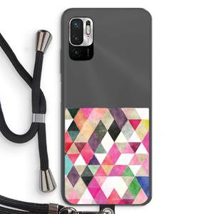 CaseCompany Gekleurde driehoekjes: Xiaomi Redmi Note 10 5G Transparant Hoesje met koord