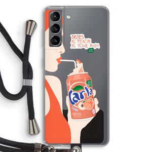 CaseCompany Peach please!: Samsung Galaxy S21 Transparant Hoesje met koord