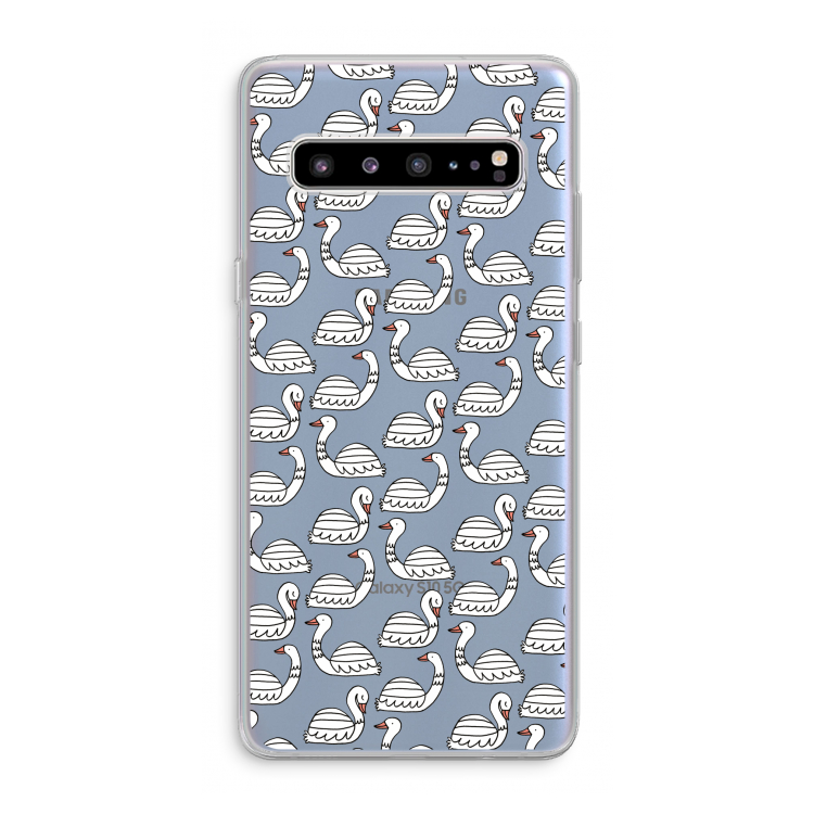 CaseCompany Zwanen: Samsung Galaxy S10 5G Transparant Hoesje